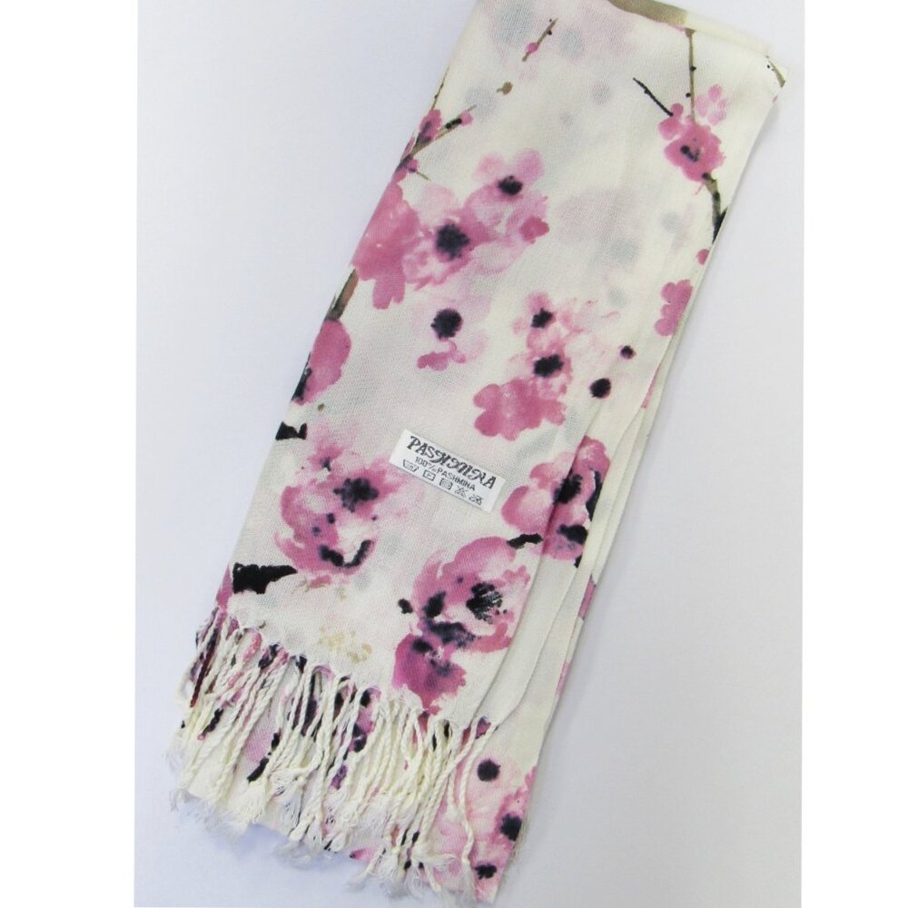 Pink Floral Flower Print Pashmina Scarf Shawl Wrap Brand New - Picture 4 of 4